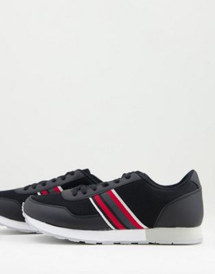 Brave Soul sporty runner trainers with knitted mix in black