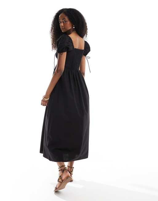 chinese dress ladies True Vintage Black Milkmaid Maxi Dress