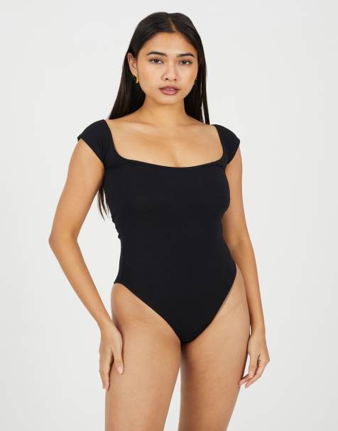 Brave Soul Square neck sleeveless bodysuit in black - view 1