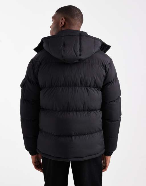 Brave Soul – Steppjacke in Schwarz mit abnehmbarer Kapuze	, 3 von 5