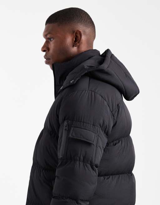 Brave Soul – Steppjacke in Schwarz mit abnehmbarer Kapuze	, 4 von 5
