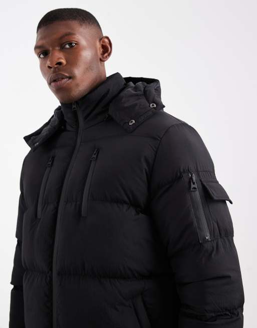 Brave Soul – Steppjacke in Schwarz mit abnehmbarer Kapuze	, 5 von 5