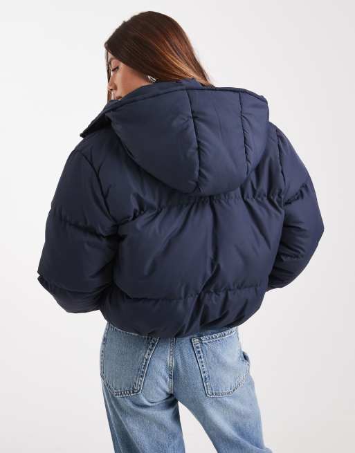 Brave Soul – Steppjacke mit Kapuze in Marineblau, 3 von 4