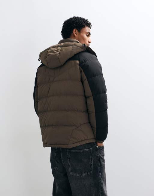 Brave Soul Steppmantel mit abnehmbarer Kapuze in Schwarz und Khaki, 4 von 5