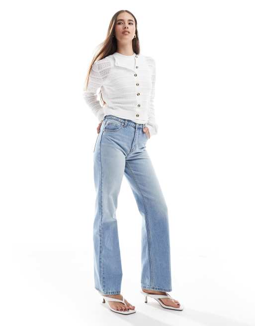 Brave Soul Stitch detail crew neck cardigan in white, 2 of 4