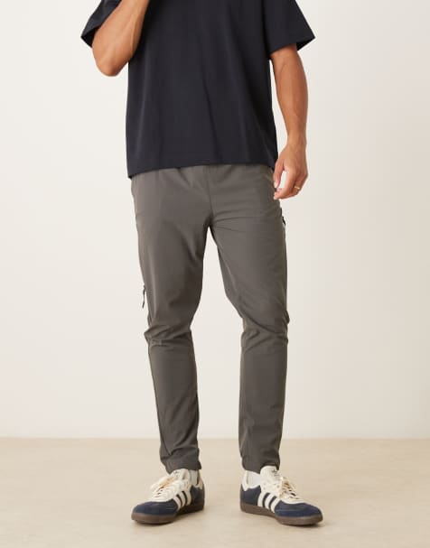 Brave Soul Straight leg elasticated waist trousers in dark grey