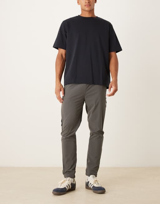 Brave Soul Straight leg elasticated waist trousers in dark grey, 2 of 5
