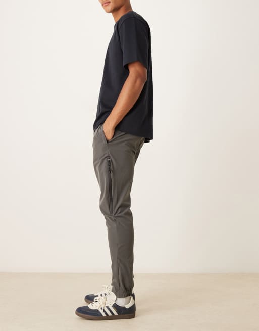 Brave Soul Straight leg elasticated waist trousers in dark grey, 3 of 5