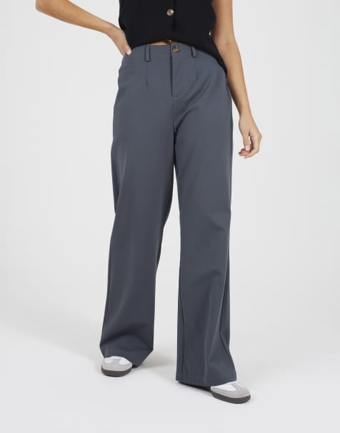 Brave Soul Straight leg jersey trousers in charcoal