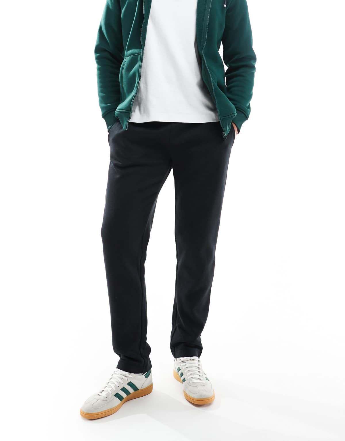 Brave Soul straight leg joggers with drawcord waist in black