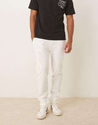 Brave Soul Straight leg open hem joggers in cream-White