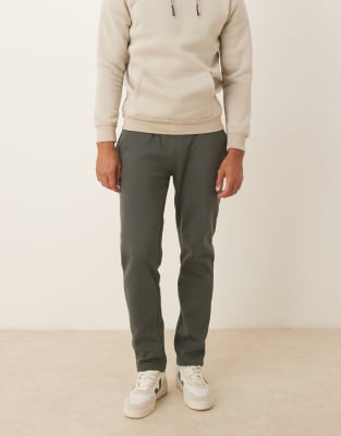Brave Soul Straight leg open hem joggers in green