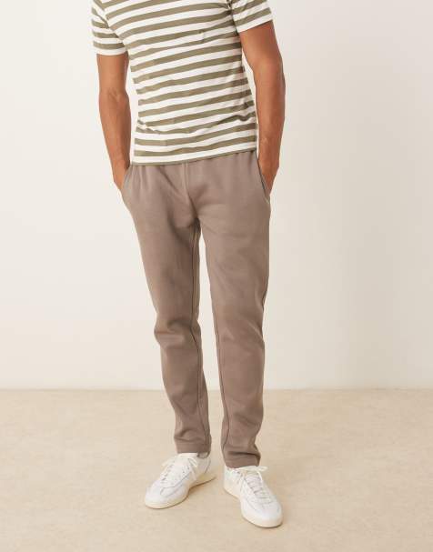 Brave Soul Straight leg open hem joggers in taupe - view 1