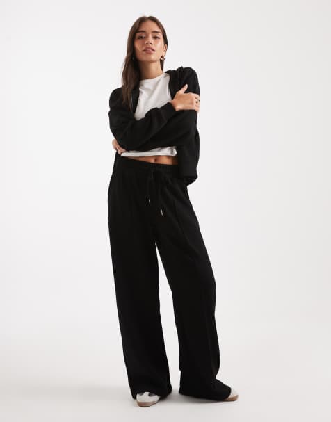 Brave Soul straight leg trackies in black in scuba-style fabric - view 1