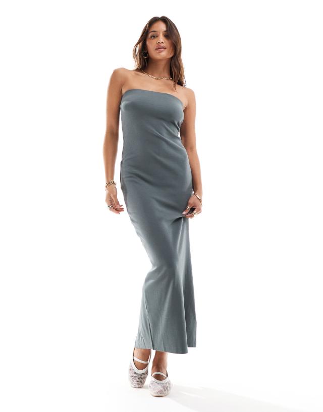 Brave Soul - strapless bodycon midi dress in grey