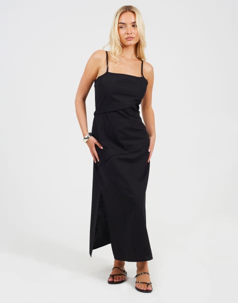 Brave Soul Strappy panelled midi dress in black - view 1