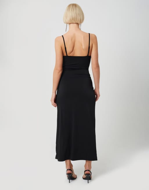 Brave Soul Strappy square neck midi dress in black, 2 of 3
