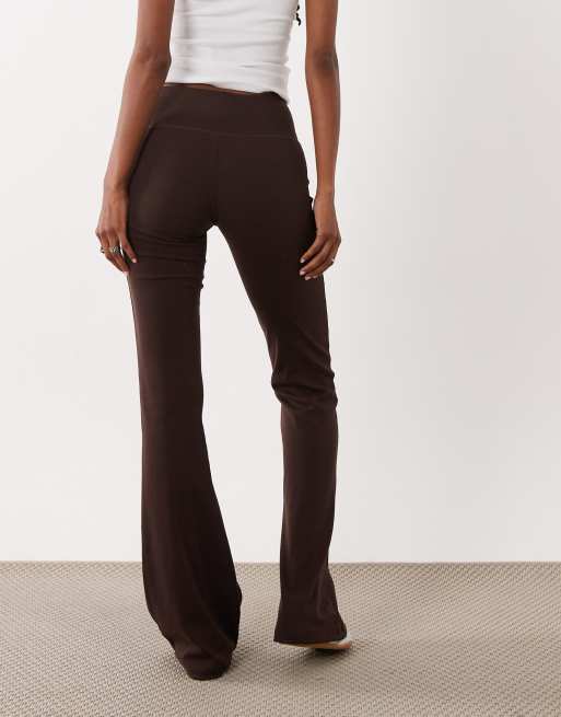 Brave Soul stretch flare leggings in chocolate brown, 4 of 5