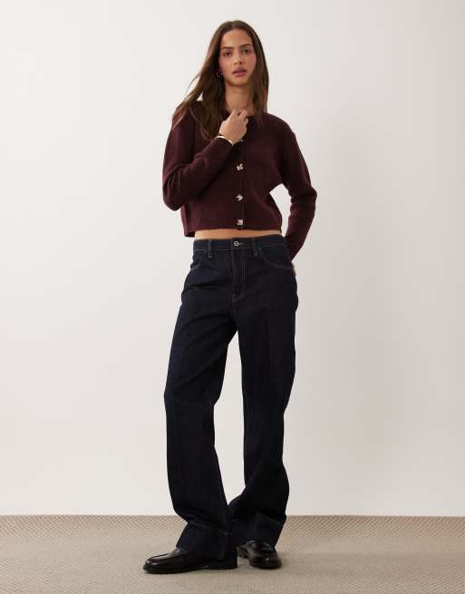 Brave Soul Strickjacke im Fischerstil in Burgunderrot, 2 von 4