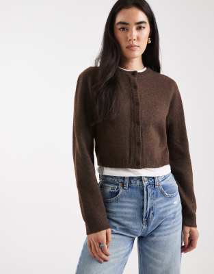 Thumbnail - Brave Soul - Strickjacke in Braun mit Rundhalsausschnitt-Brown