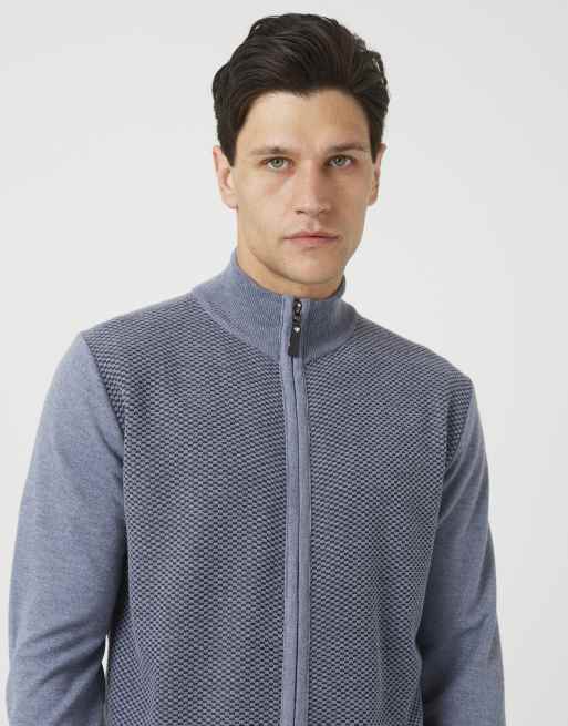 Brave Soul Strickjacke mit Stehkragen und durchgehendem Reißverschluss in Hellgrau, 4 von 4