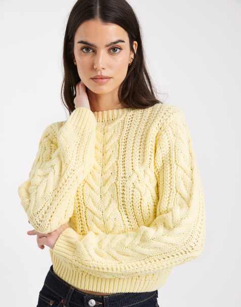 Brave Soul – Strickpullover in Gelb mit Rundhalsausschnitt und Zopfmuster - view 1