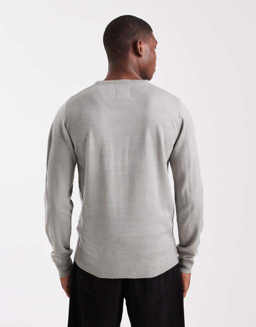 Brave Soul – Strickpullover in Hellgrau mit Rundhalsausschnitt, 5 von 5