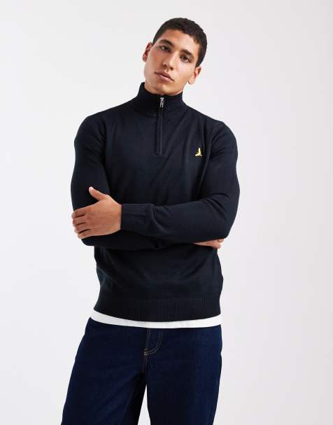 Brave Soul – Strickpullover in Marineblau mit kurzem Reißverschluss - view 1