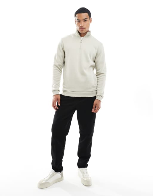 Brave Soul – Strickpullover in Steinbeige mit Stehkragen und kurzem Reißverschluss, 2 von 5