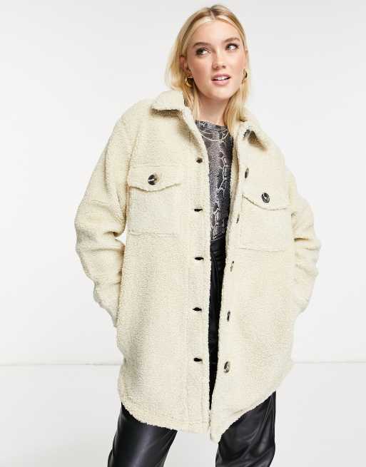 Brave Soul - Strike - Camicia giacca in pile borg color crema