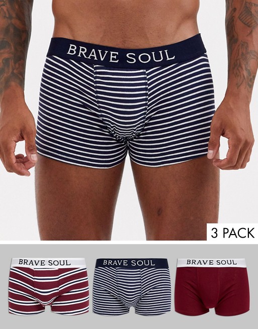 Brave Soul stripe 3 pack boxers