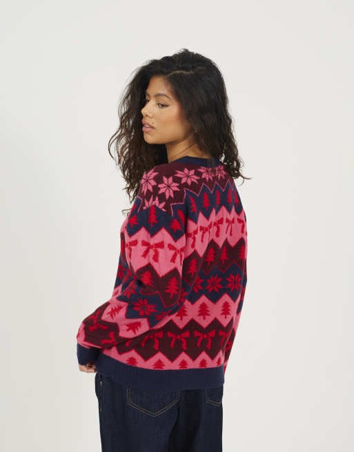 Brave Soul Stripe christmas jumper in navy, 3 of 3