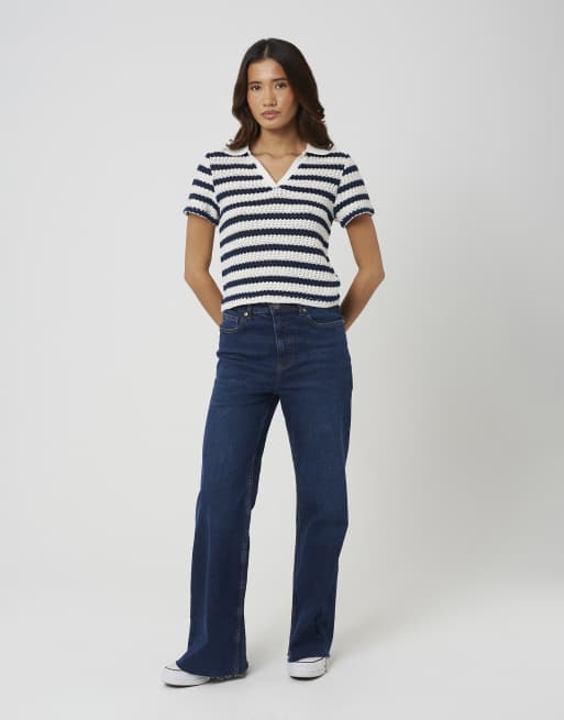 Brave Soul Stripe polo shirt in navy, 3 of 4