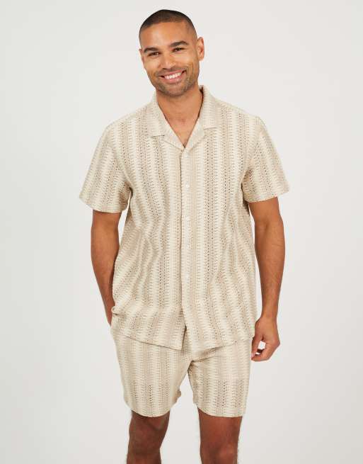 Brave Soul Stripe shorts in beige, 4 of 4