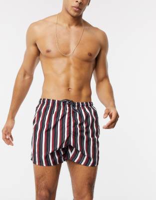 striped swim shorts