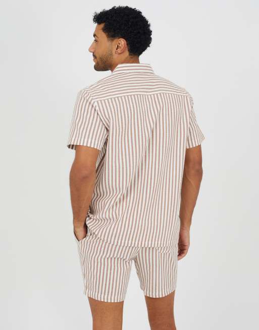 Brave Soul Striped drawcord shorts in brown, 2 of 4