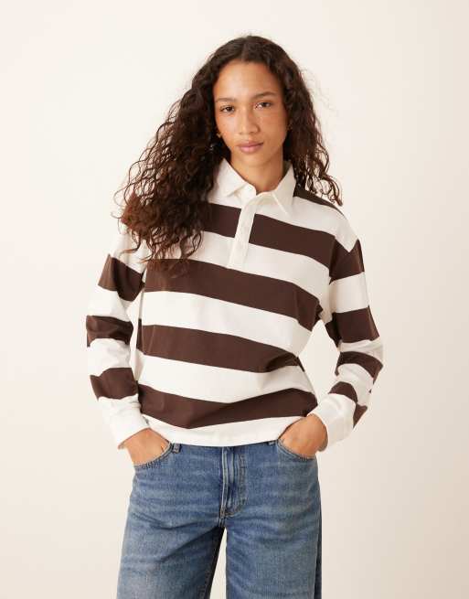 Brave Soul Striped ruby top in chocolate