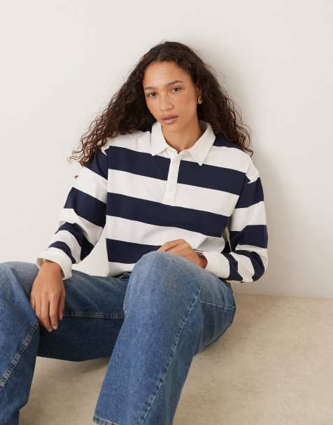 Brave Soul Striped ruby top in navy - view 1