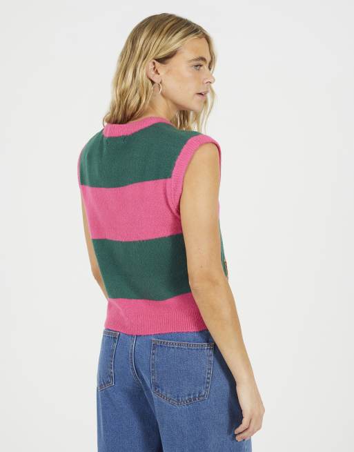 Brave Soul Striped sequin christmas tank top in pink, 2 of 4