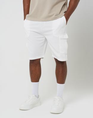 Strukturierte Cargo-Shorts in Cremeweiß Weiß 2XL