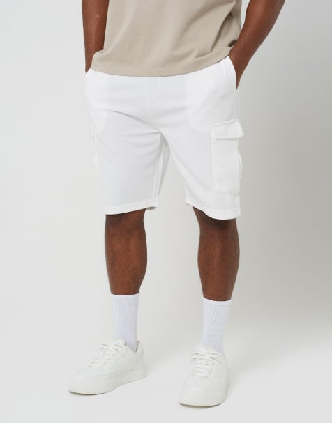 Brave Soul – Strukturierte Cargo-Shorts in Cremeweiß - view 1