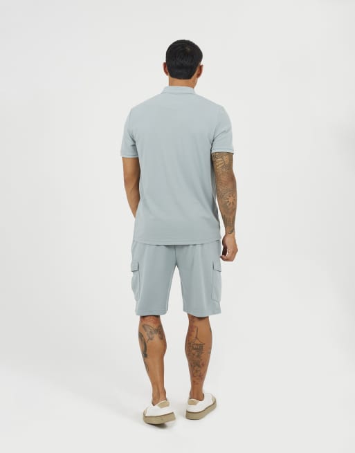 Brave Soul – Strukturierte Cargo-Shorts in Hellblau, 4 von 4