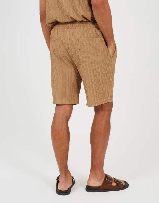 Brave Soul – Strukturierte Shorts in Hellbraun mit Kordelzug, 2 von 4