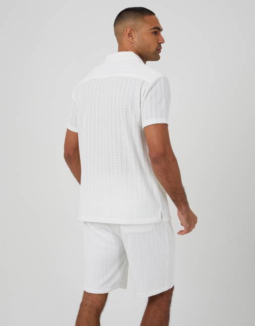 Brave Soul – Strukturierte Shorts in Wollweiß mit Kordelzug, 2 von 4