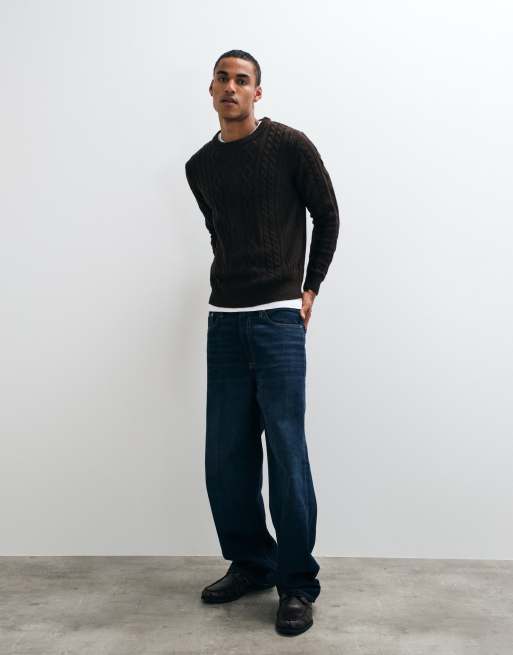 Brave Soul Studio cable knit jumper in Chocolate, 2 of 10
