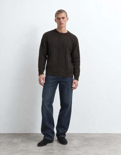Brave Soul Studio cable knit jumper in Chocolate, 8 of 10