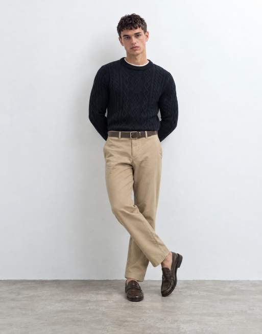Brave Soul Studio cable knit jumper in Navy, 7 of 10