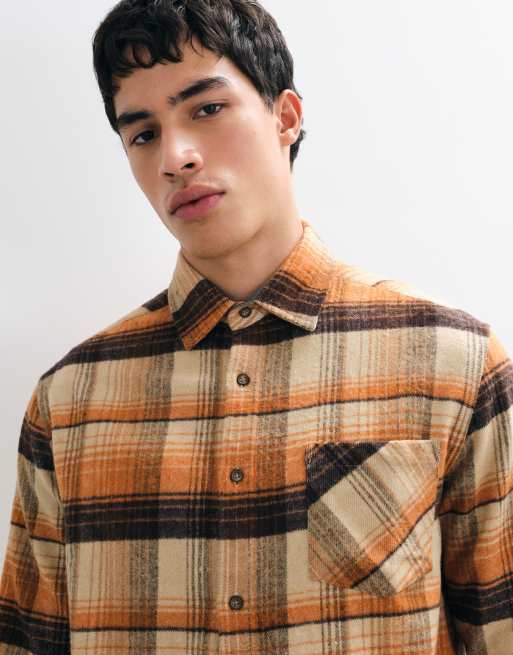 Brave Soul Studio camisa de manga larga en beige, marrón y caramelo, 3 de 5