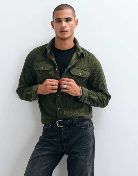 Brave Soul Studio cord shirt in olive - view 1
