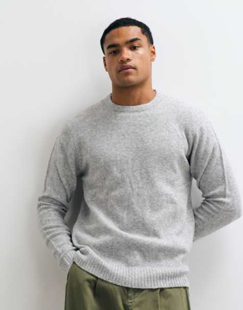 Brave Soul Studio jersey de cuello redondo en gris jaspeado - view 1